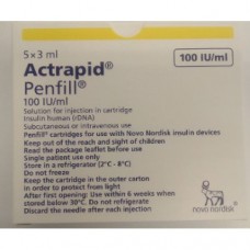 Actrapid insulin Penfill 5 x 3ml/300iu (fast acting) by Novo Nordisk